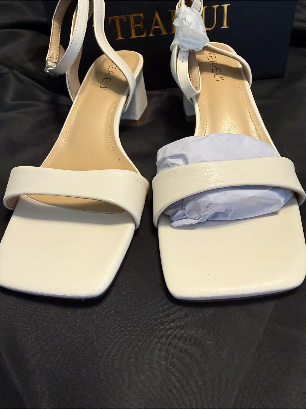 Cream   Block Heel Sandals for Women